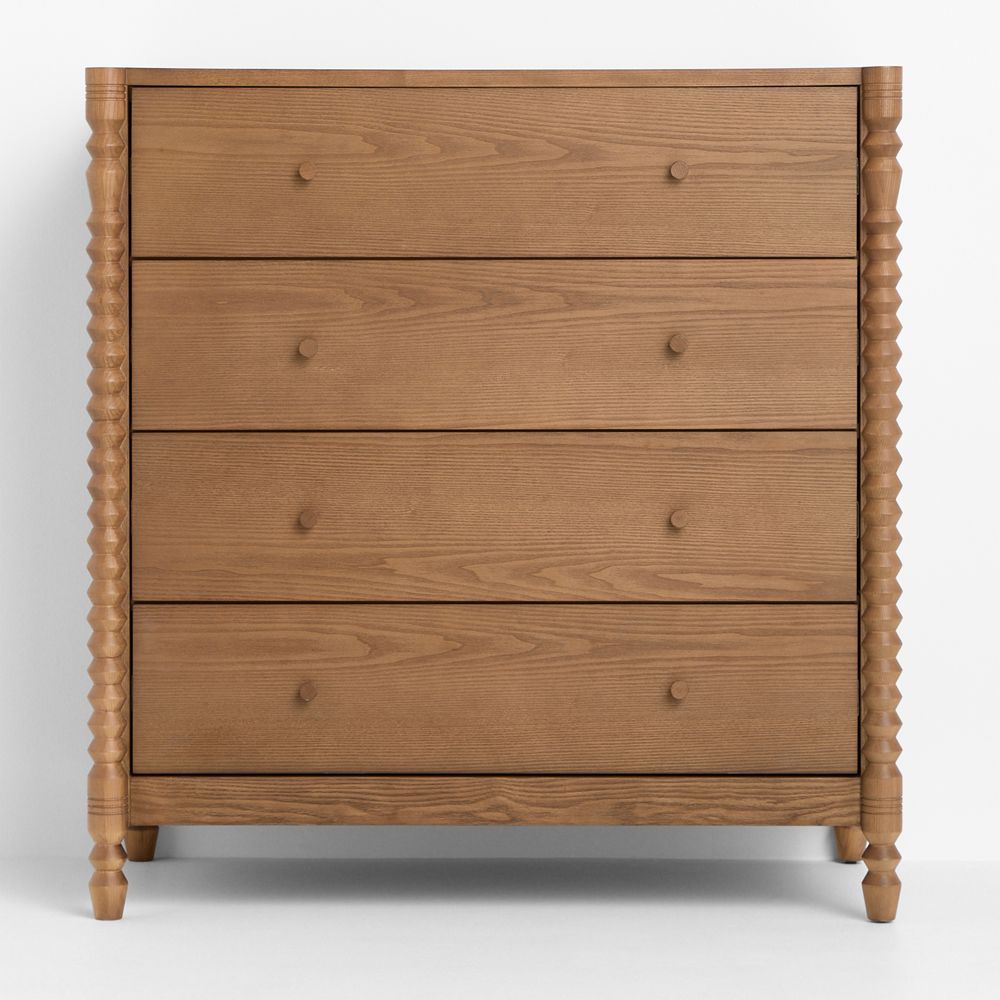 Jack 39" Hazelnut Wood Tall 4-Drawer Kids Dresser