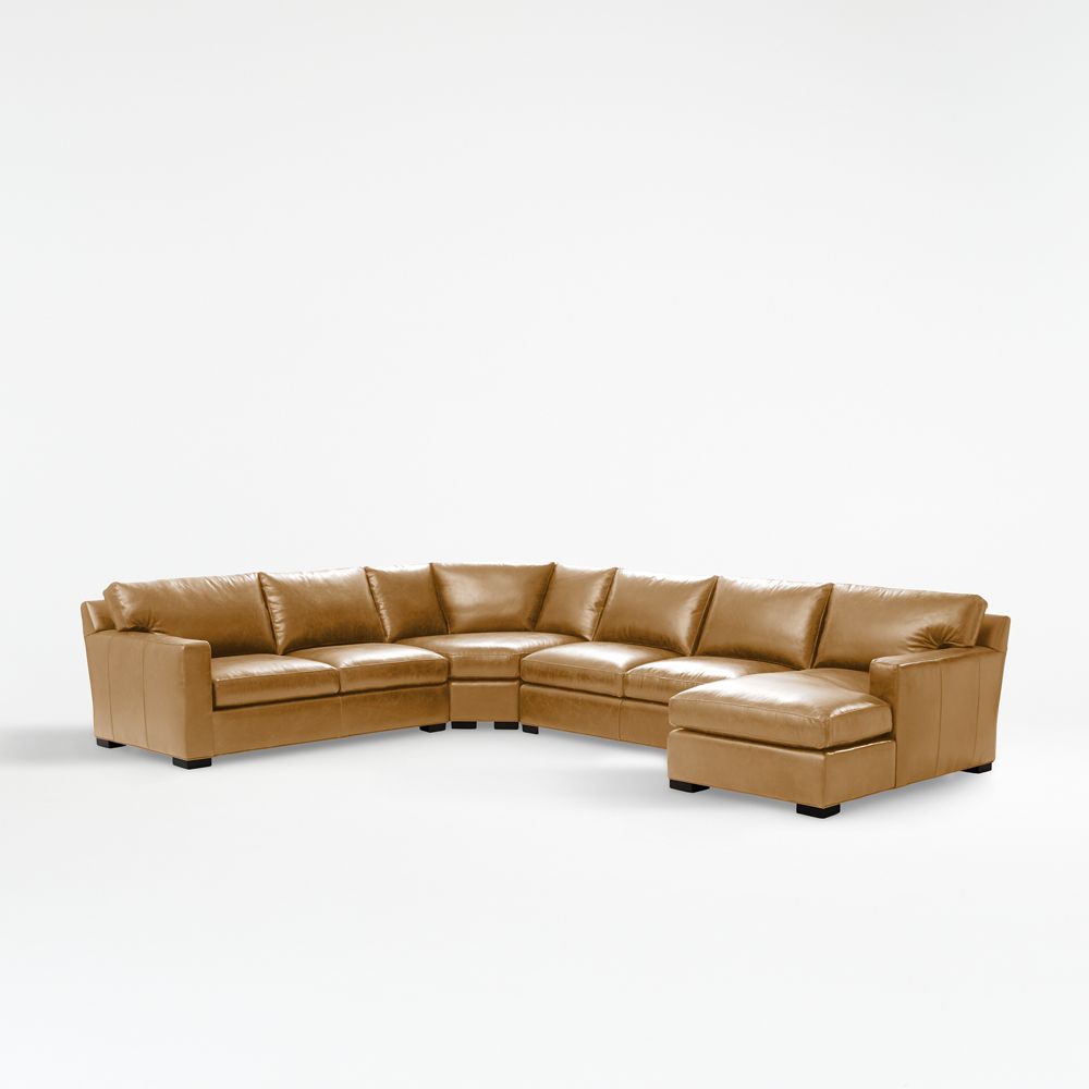 Axis 4-Piece L-Shaped Leather Wedge Sectional Sofa with Chaise Lounge