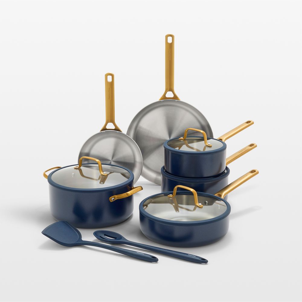GreenPan Reserve Pro Oxford Blue 10-Piece Stainless Steel Cookware Set with Bonus Tools