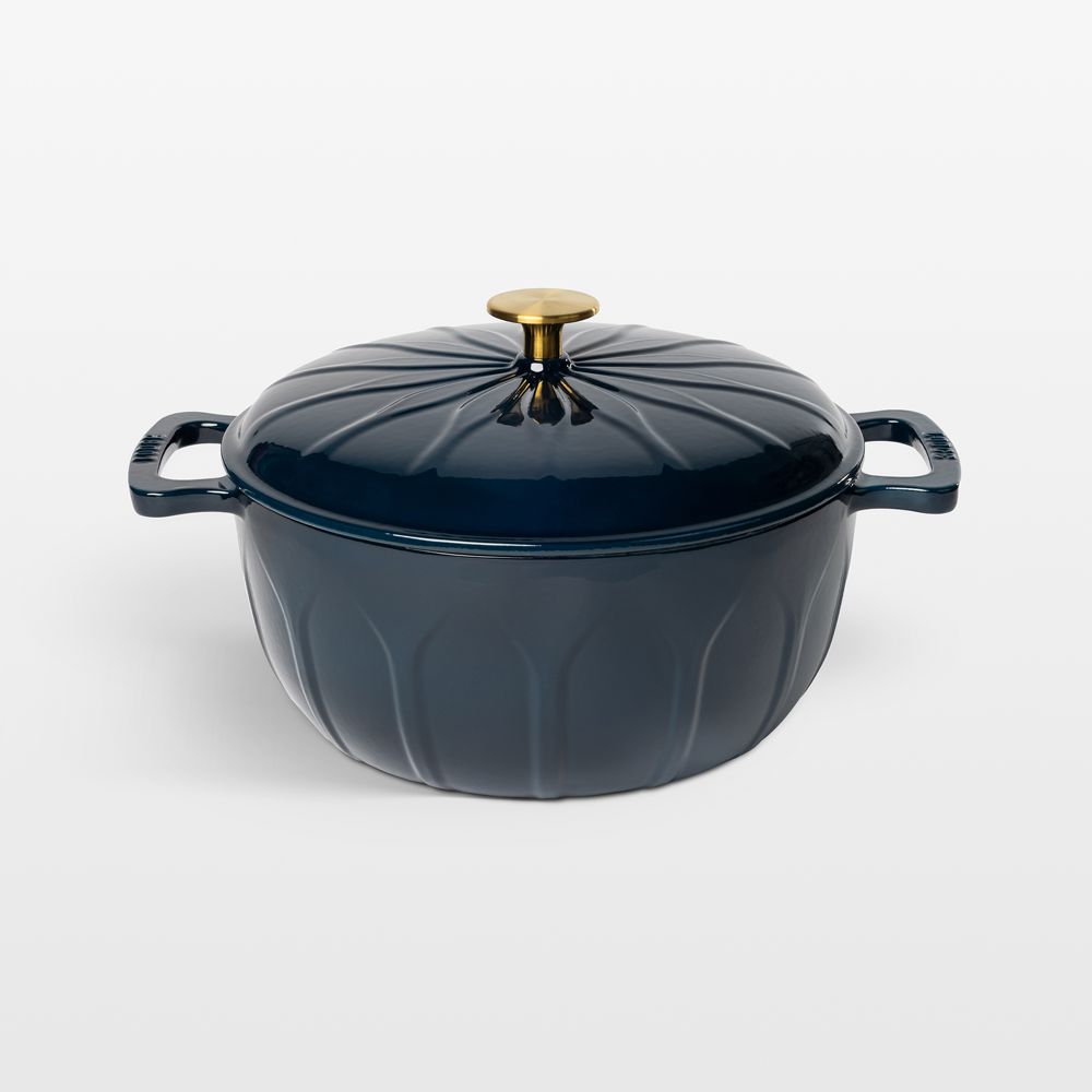 Lodge 6-Qt. Marine Luxe Enamel Dutch Oven with Gold Knob