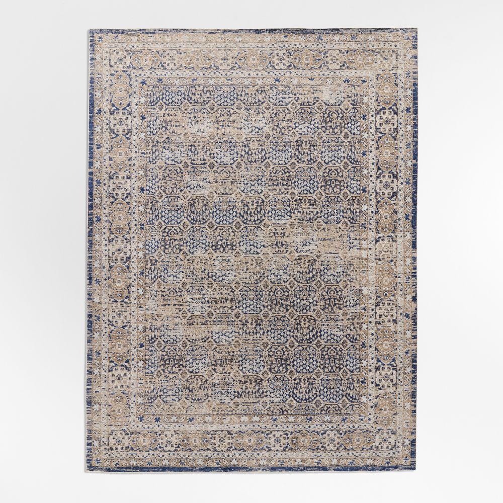 Colesbourne Wool Blend Traditional Handwoven Navy Rug