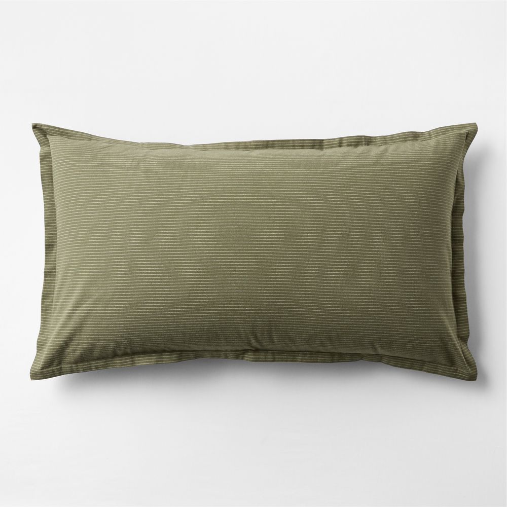 Cozysoft Organic Cotton Flannel Burnt Green Stripe Bed Pillow Sham