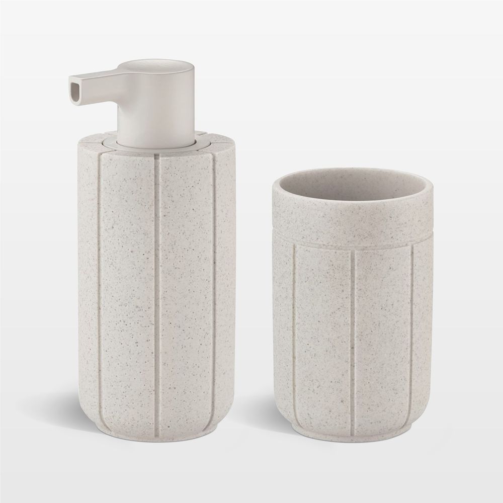 Blomus Kua Soap Dispenser and Tumbler Set in Moonbeam