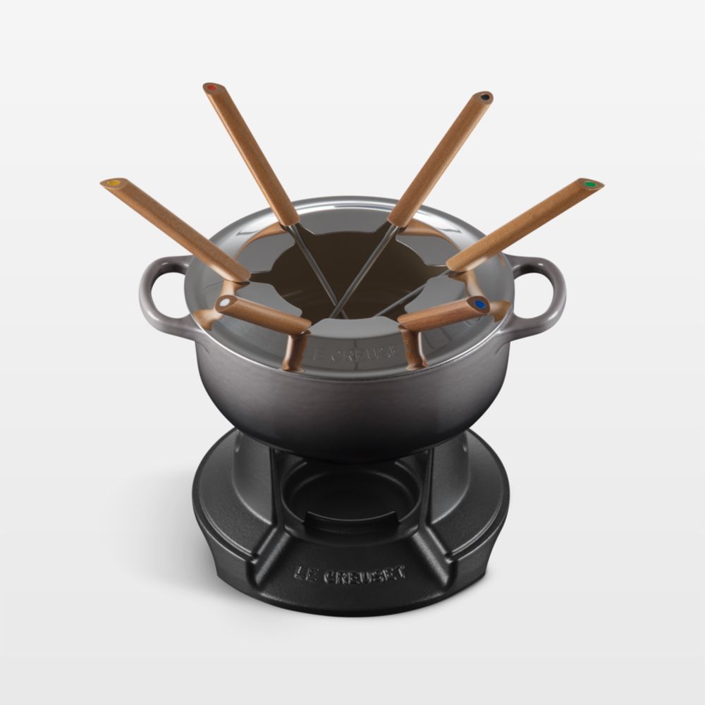 Le Creuset Signature 2.5-Qt. Oyster Enameled Cast Fondue Set