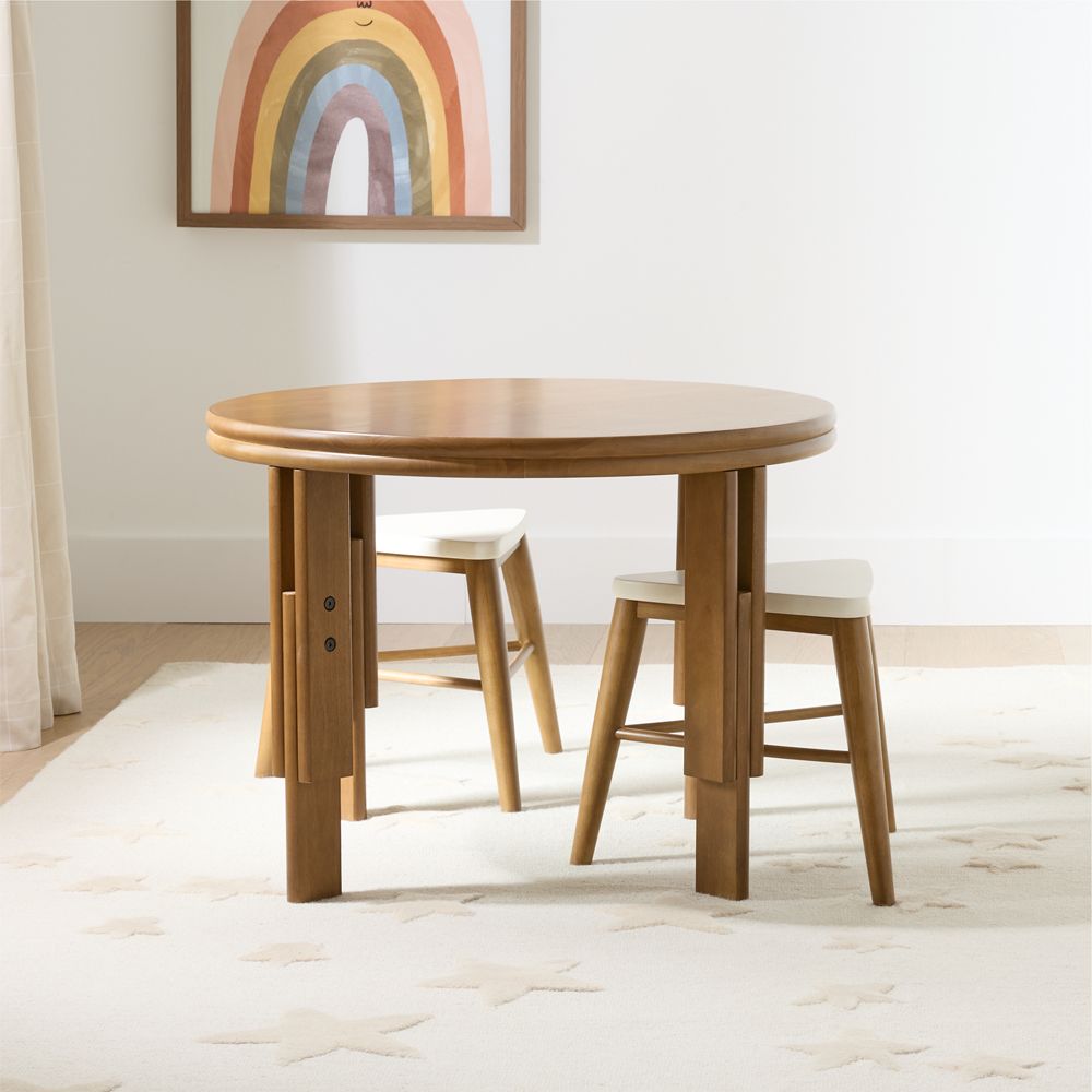 Campbell Natural Brown Wood Adjustable Nesting Kids Play Table