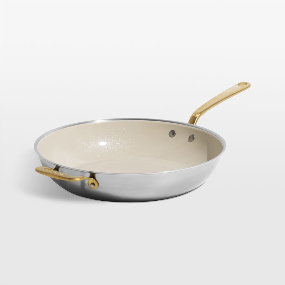 Made In CeramiClad Nonstick 6-Qt. Weeknight Pan with Antique Brass Hardware