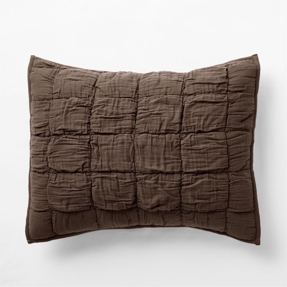 Supersoft Soft Marshmallow Puffy Cacao Brown Organic Cotton Gauze Kids Pillow Sham