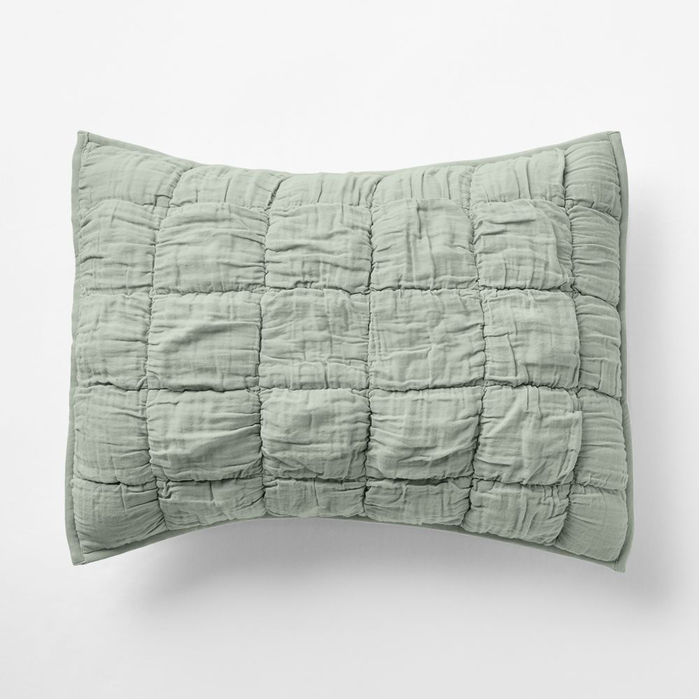 Supersoft Soft Marshmallow Puffy Soft Green Organic Cotton Gauze Kids Pillow Sham