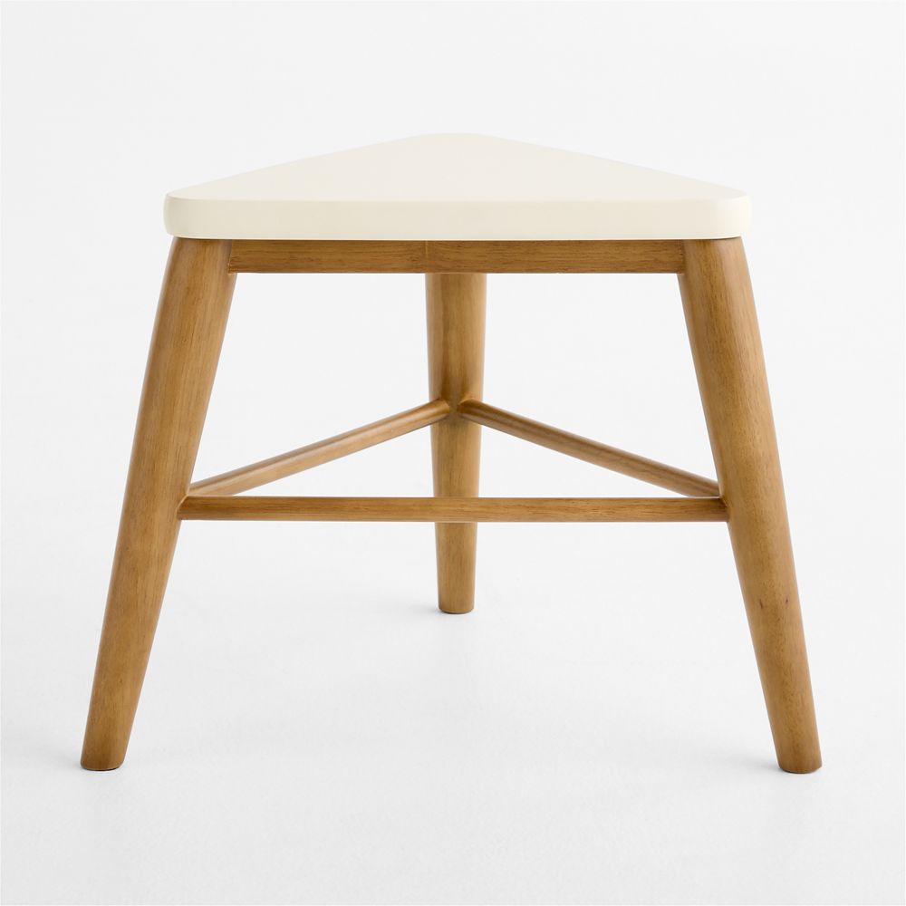 Campbell Cream and Natural Brown Wood Kids Play Stool