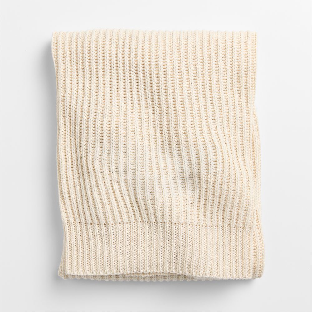 Natural Undyed Flecked Rib Knit Organic Cotton Baby Stroller Blanket