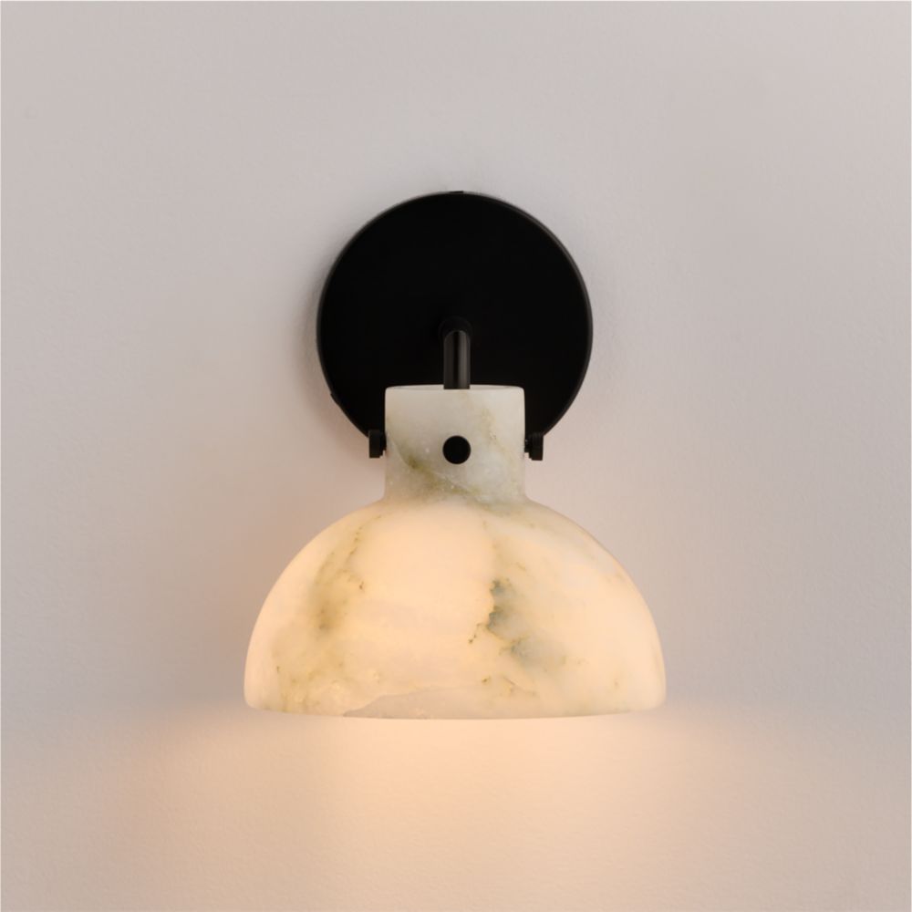 Dakota Black Wall Sconce with Alabaster Shade