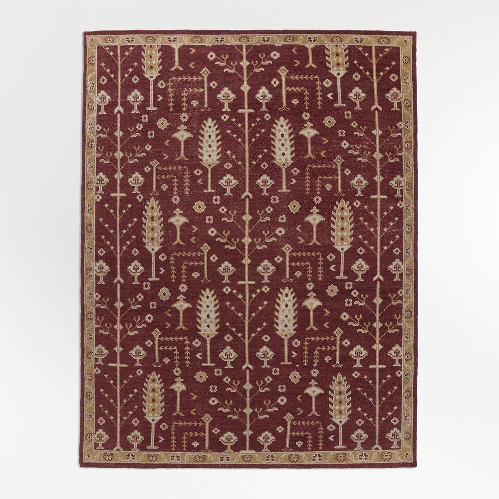 York Wool Traditional Handknotted Burgundy