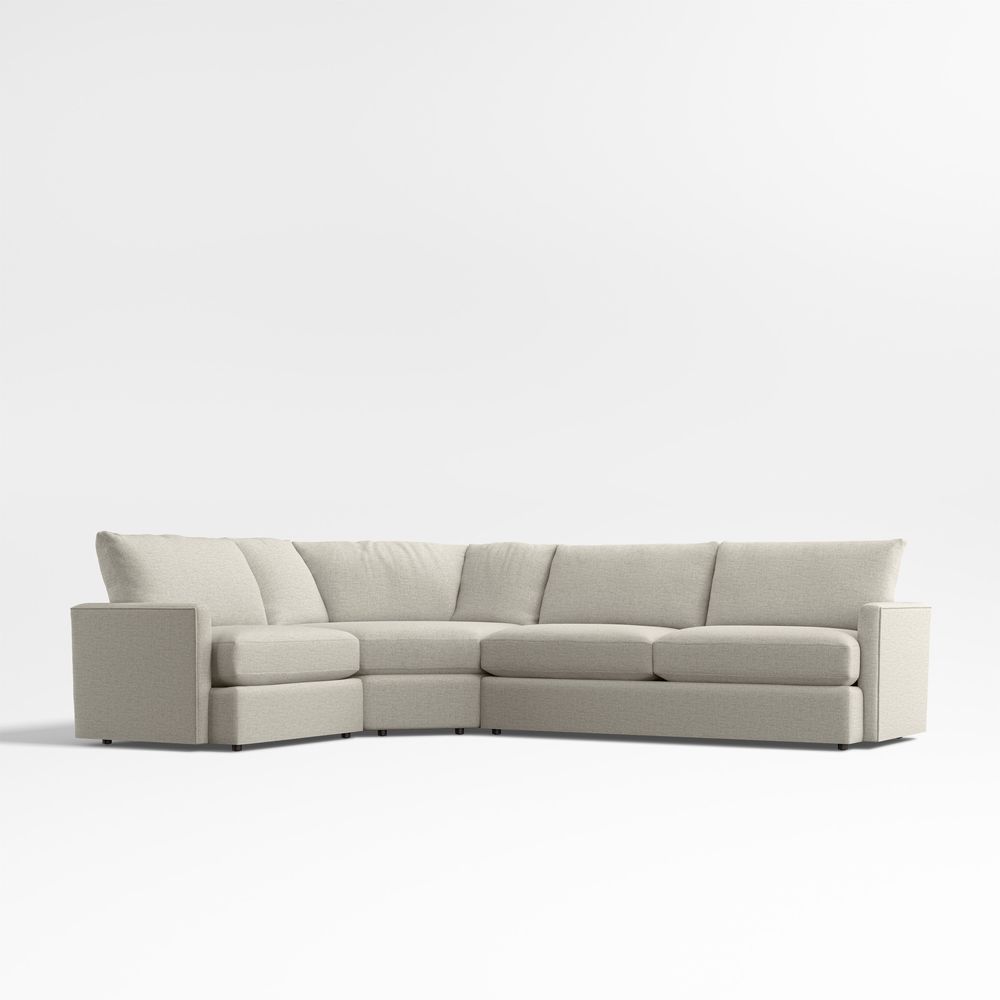 Lounge Classic 3-Piece L-Shaped Wedge Sectional Sofa