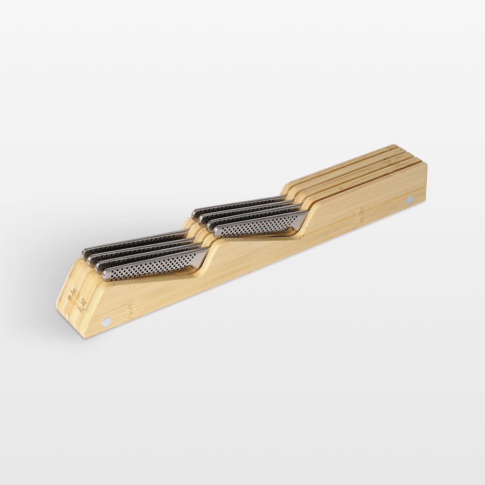 Global Seiso 8-Slot Bamboo Knife Organizer Set