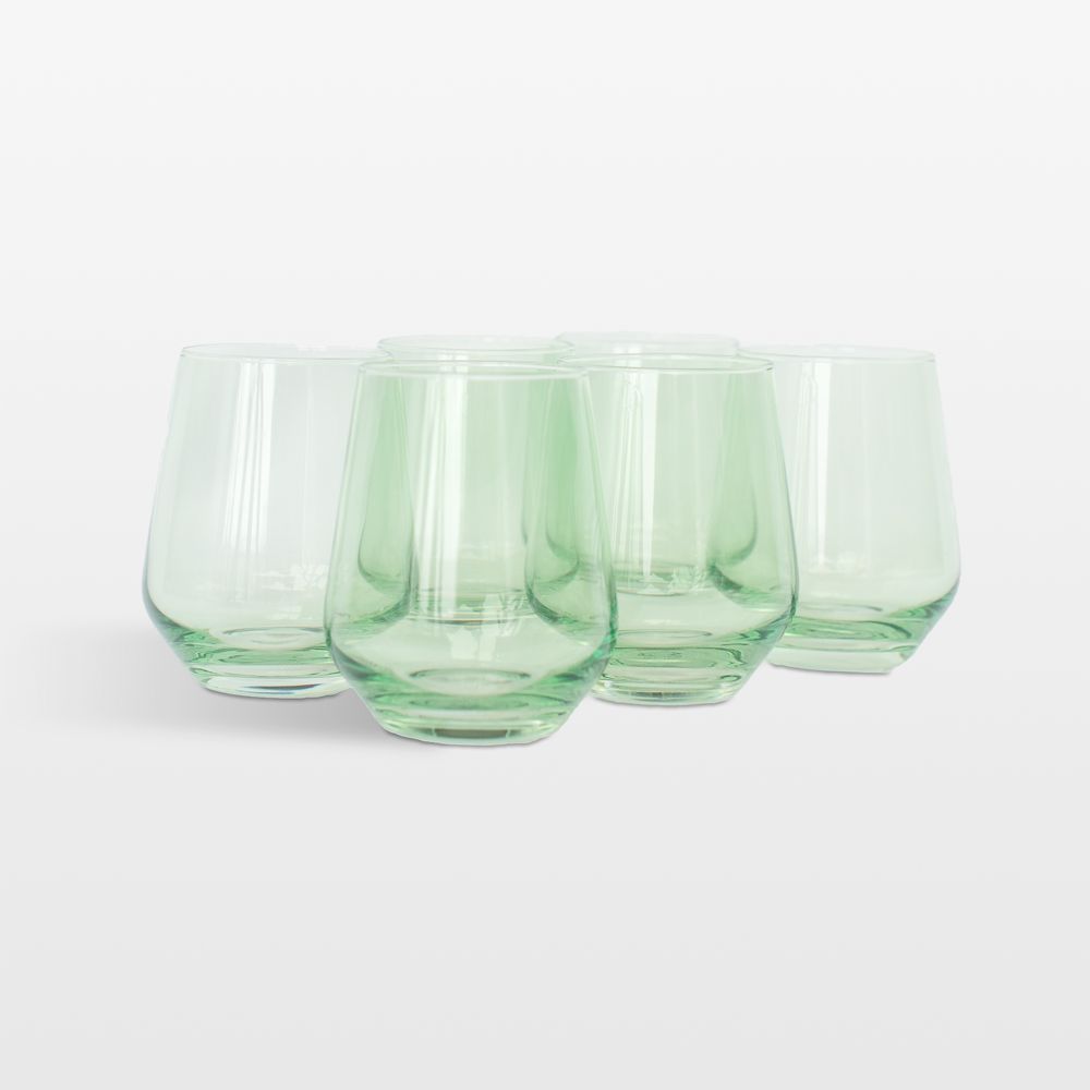Estelle Mint Green Colored Wine Stemless, Set of 6