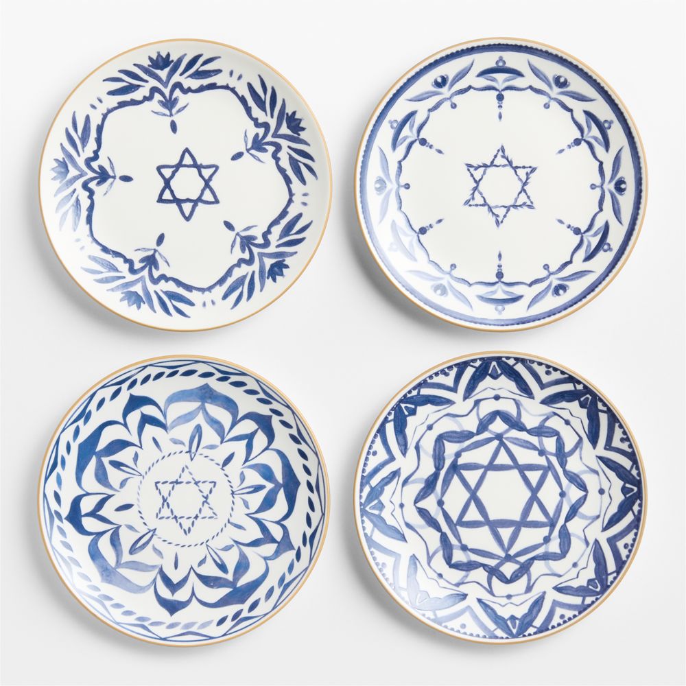 Star of David Hanukkah Salad Plates, Set of 4