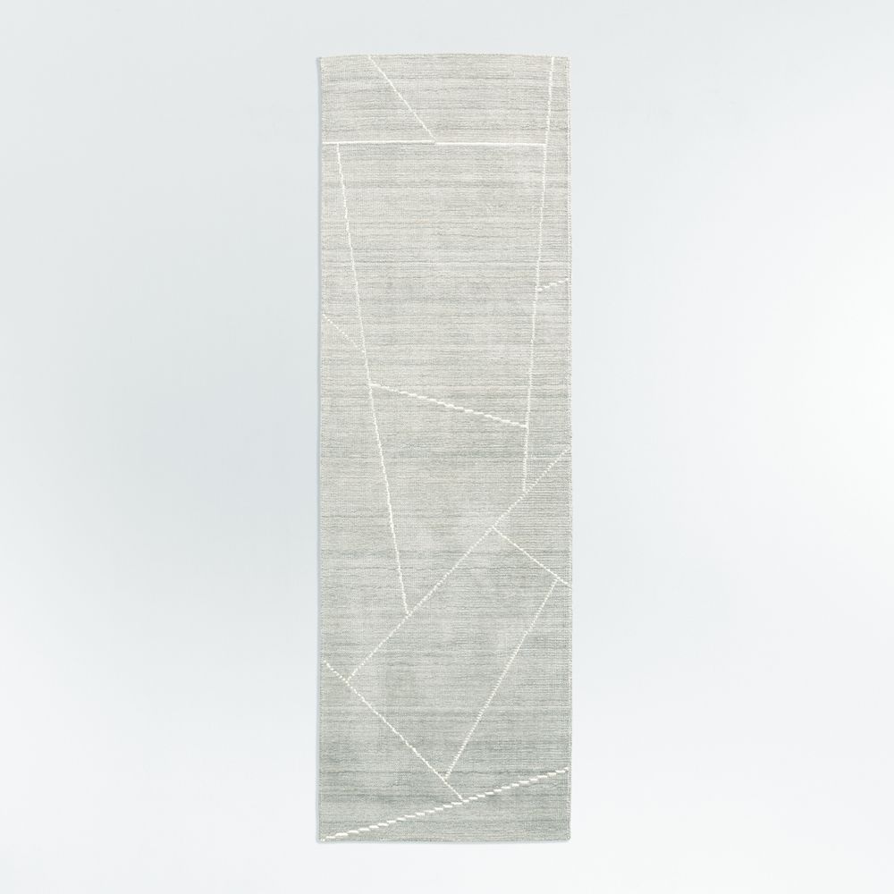 Teramo Performance Handwoven Abstract Light Blue Runner Rug 2'10"x9'