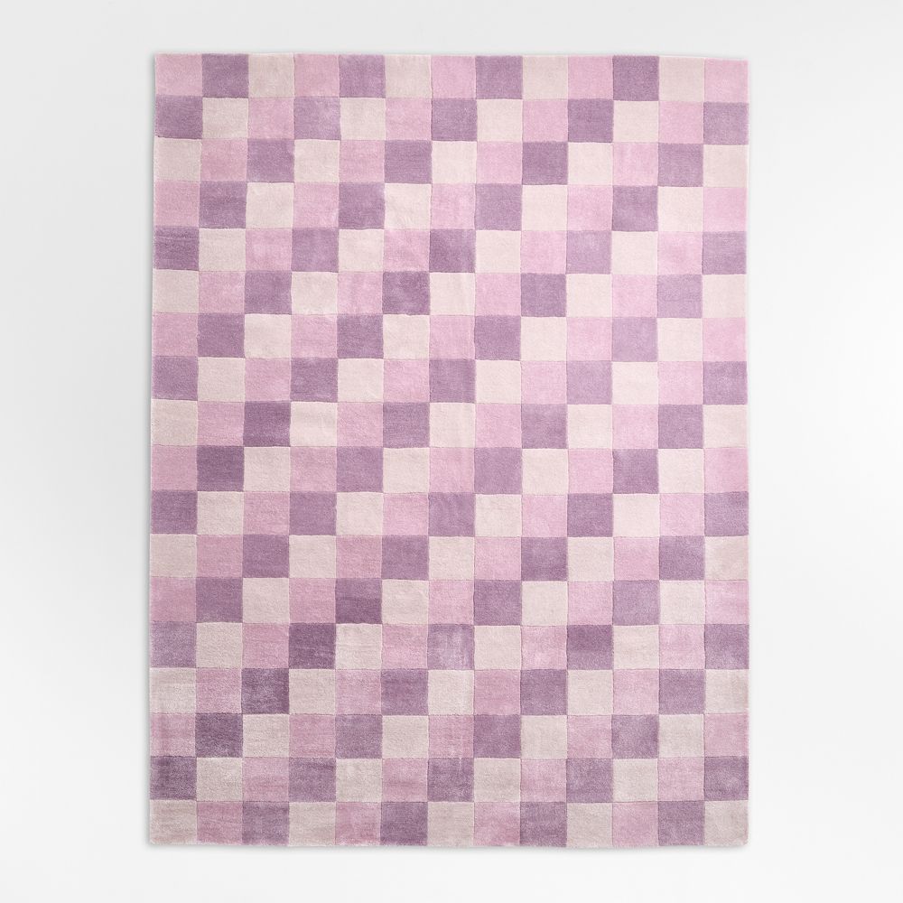 Kian Checker Lilac Rose Performance Kids Area Rug