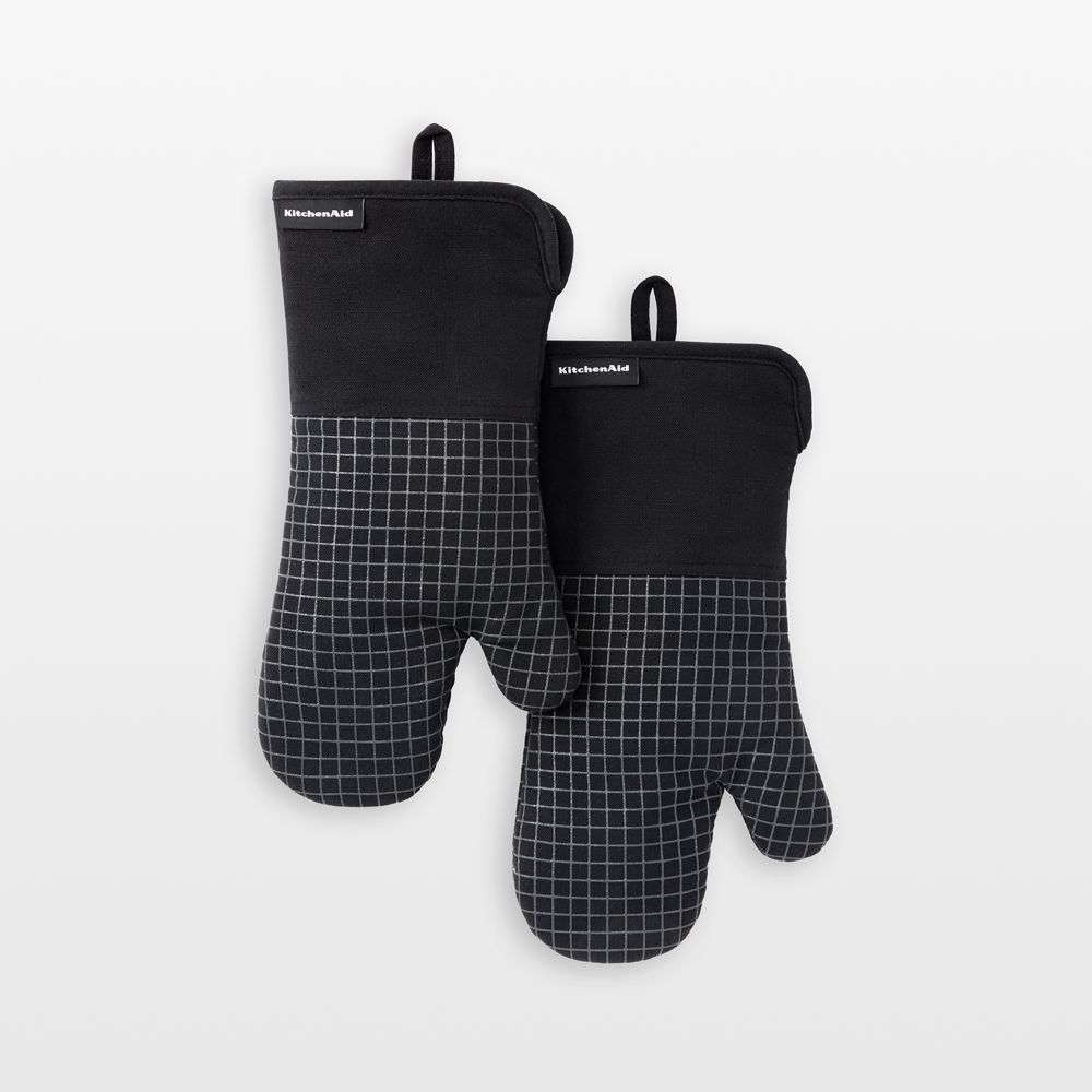 KitchenAid Gourmet Series Black Gridlines 2-Pack Oven Mitt Set