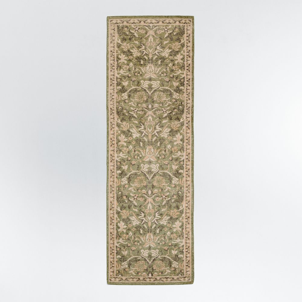 Ennis Performance Traditional Handknotted Green Runner Rug 2'10"x9'