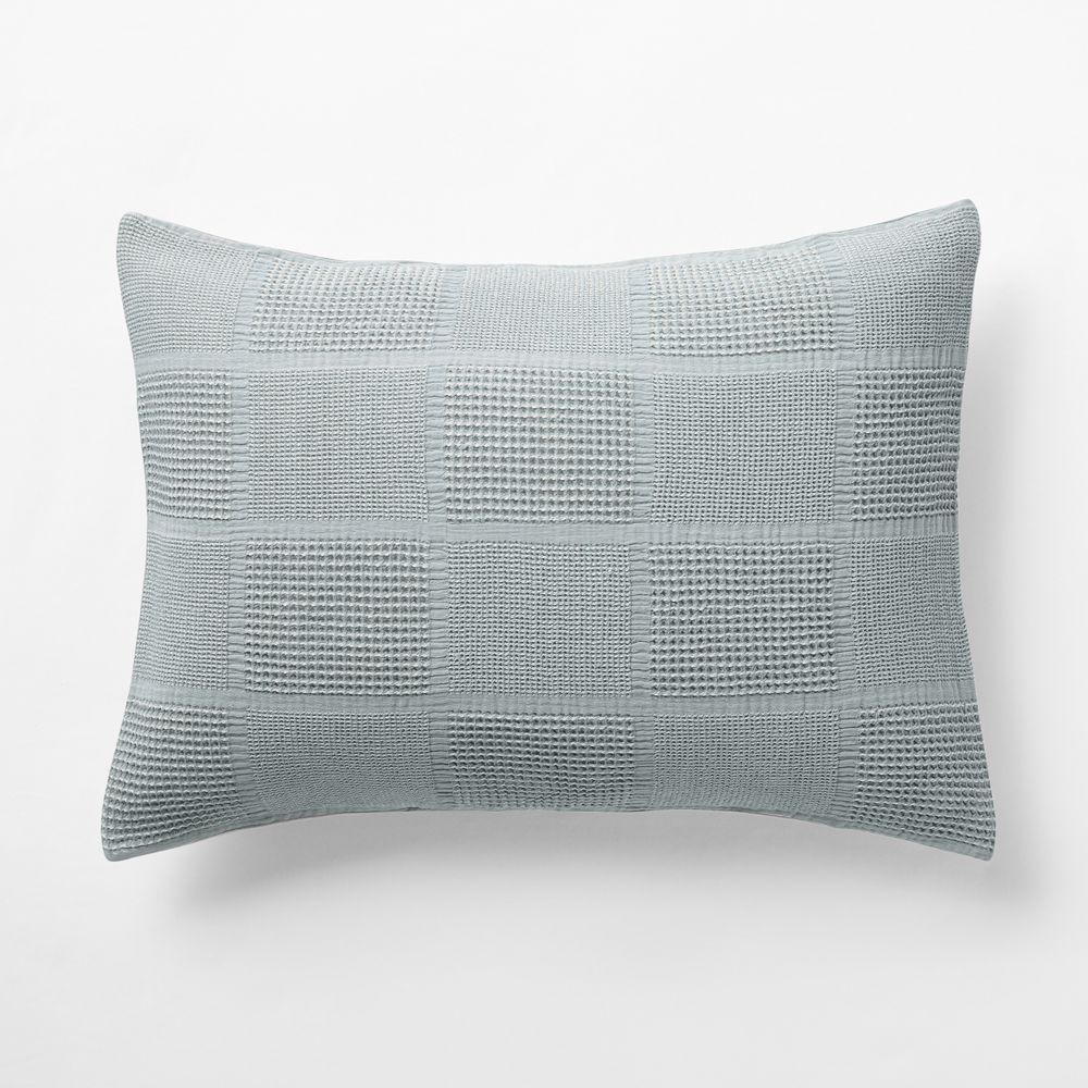 Scoop Mist Blue Checkered Organic Cotton Kids Pillow Sham