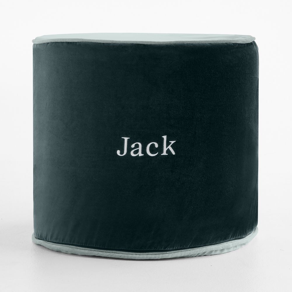 Harriet Dark Teal Velvet Round Kids Pouf