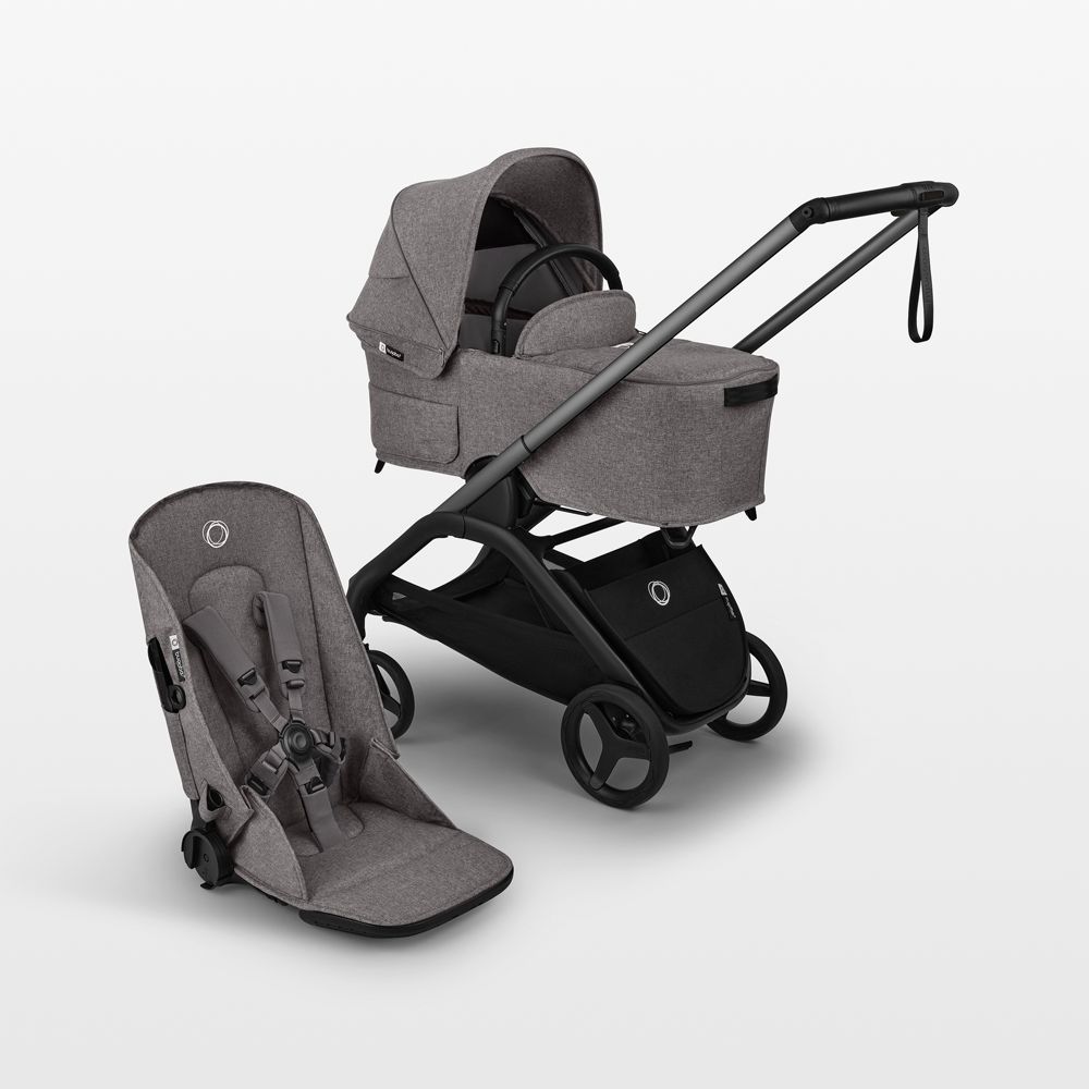 Bugaboo Dragonfly Plus Seat Complete Grey Melange with Graphite Grey Frame Baby Stroller and Bassinet