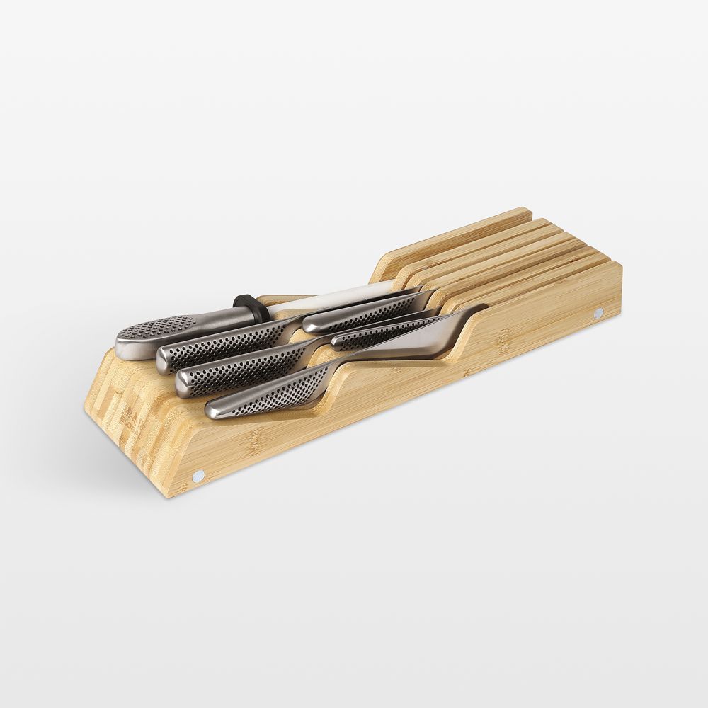 Global Seiso 7-Slot Bamboo Knife Organizer Set