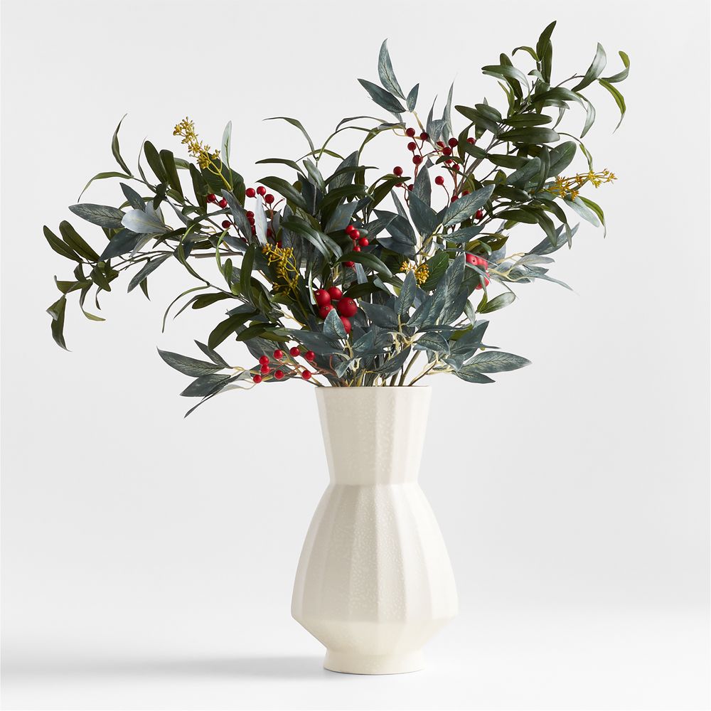 Faux Olive and Red Berry Holiday Stem 40"