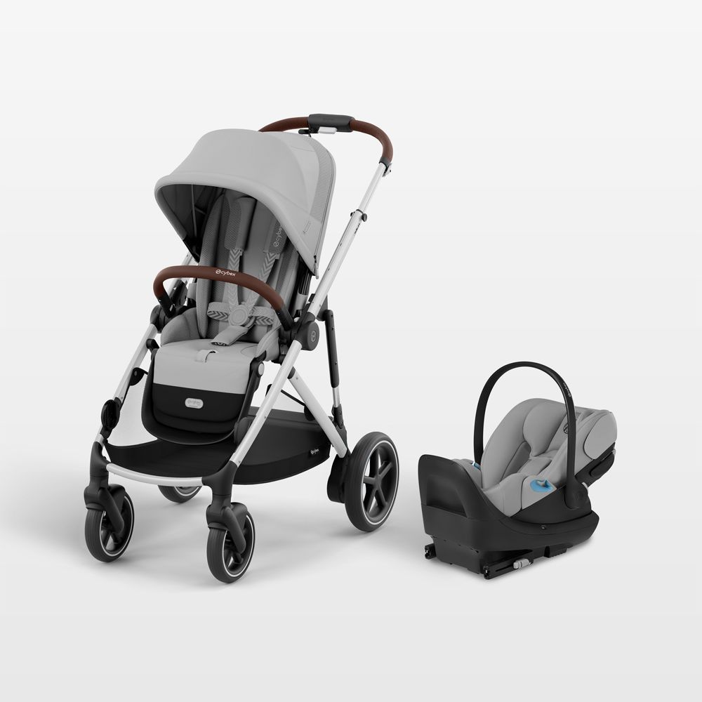Cybex eGazelle S Stone Grey with Silver Frame Baby Stroller + Cloud G Pro Travel System