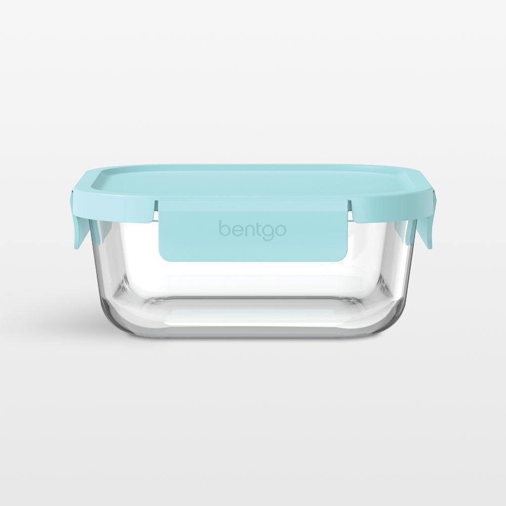 Bentgo Soft Aqua 37.2-oz Leak-Proof Square Glass Food Storage Container with Plastic Lid