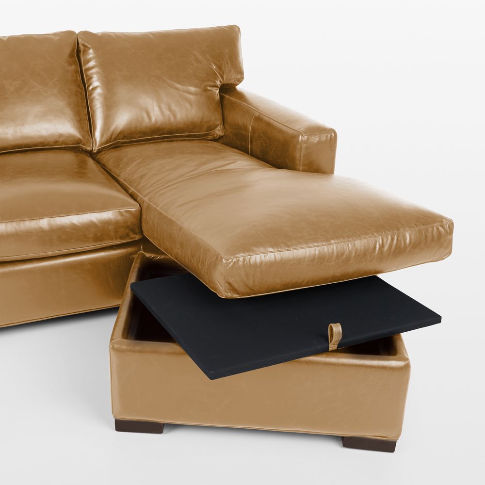 Axis 88" Leather Left-Arm Storage Chaise Lounge Sectional Sofa- Image 2