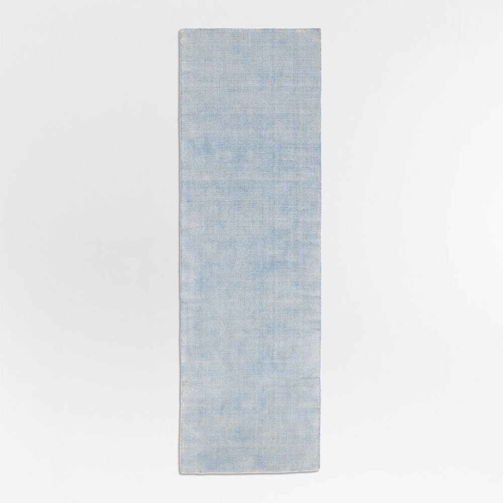 Monaco Performance Handwoven Light Blue Runner Rug 2'10"x9'