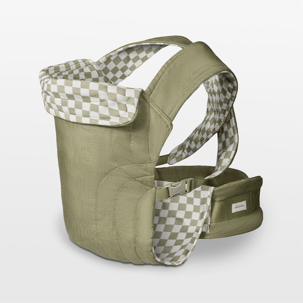 Solly Baby Sage Green Chequer Soft Buckle Baby Carrier