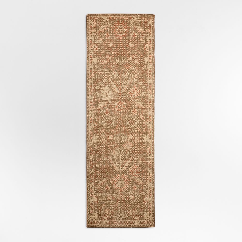 Tavira Performance Traditional Handknotted Rust Red Runner Rug