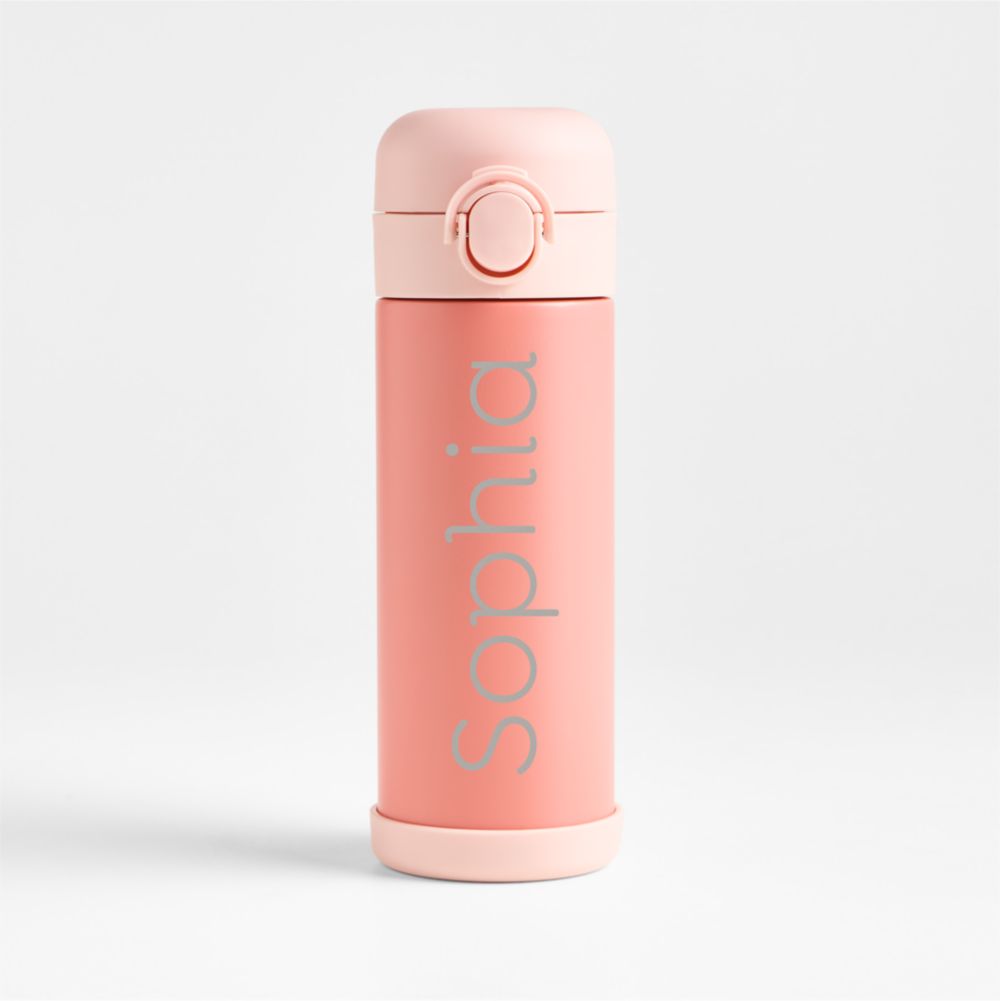 Pink Colorblock Insulated Stainless Steel Kids Water Bottle with Straw