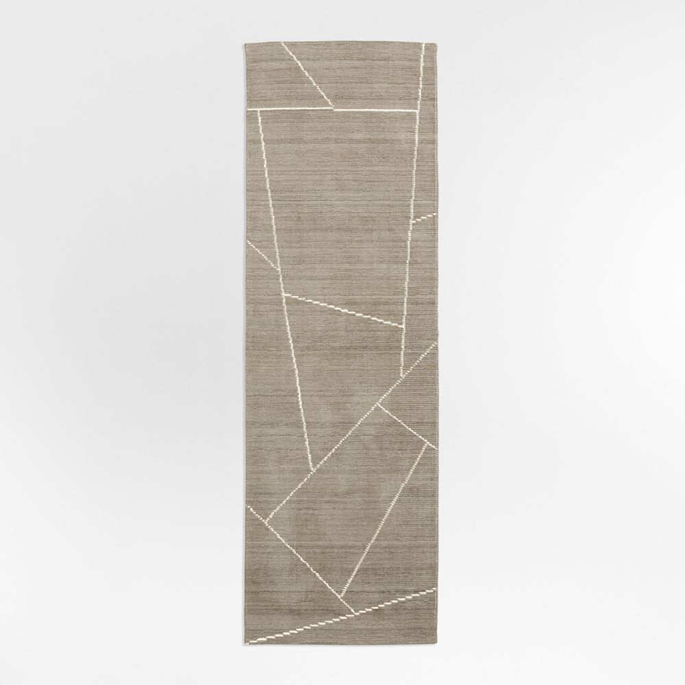 Teramo Performance Handwoven Abstract Taupe Runner Rug 2'10"x9'