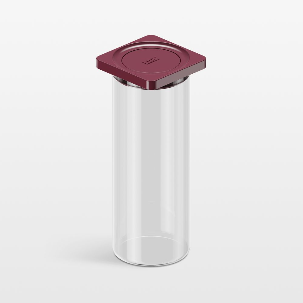 cliik Large Maroon Press Glass Canister