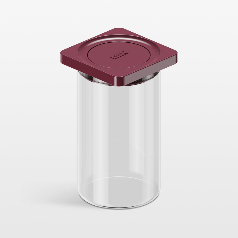 cliik Medium Maroon Press Glass Canister