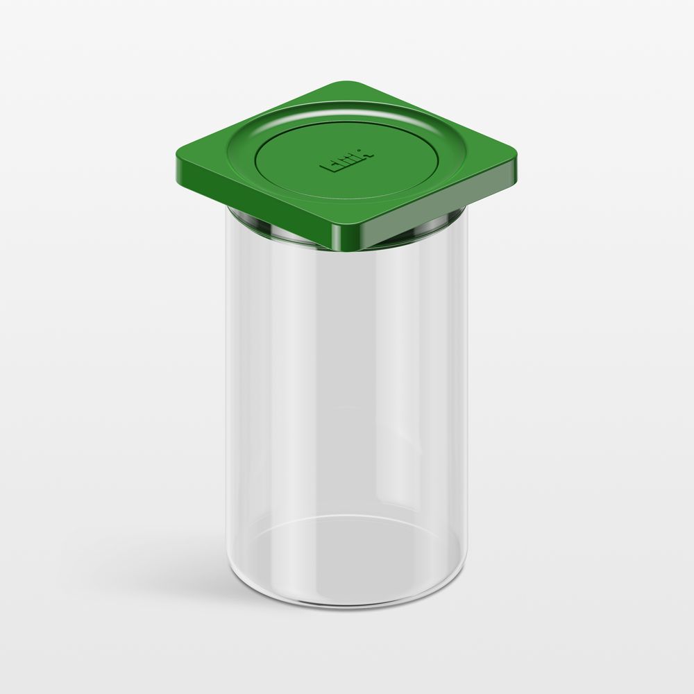 cliik Medium Green Press Glass Canister