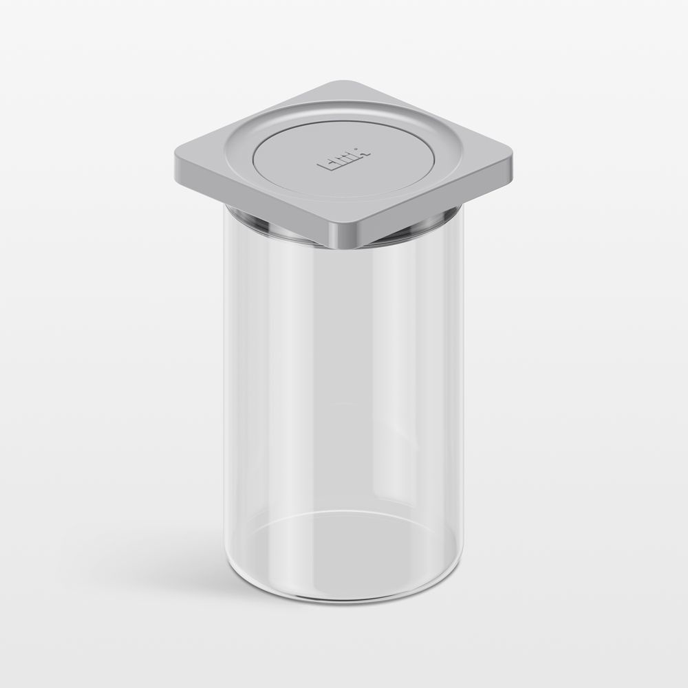 cliik Medium Grey Press Glass Canister