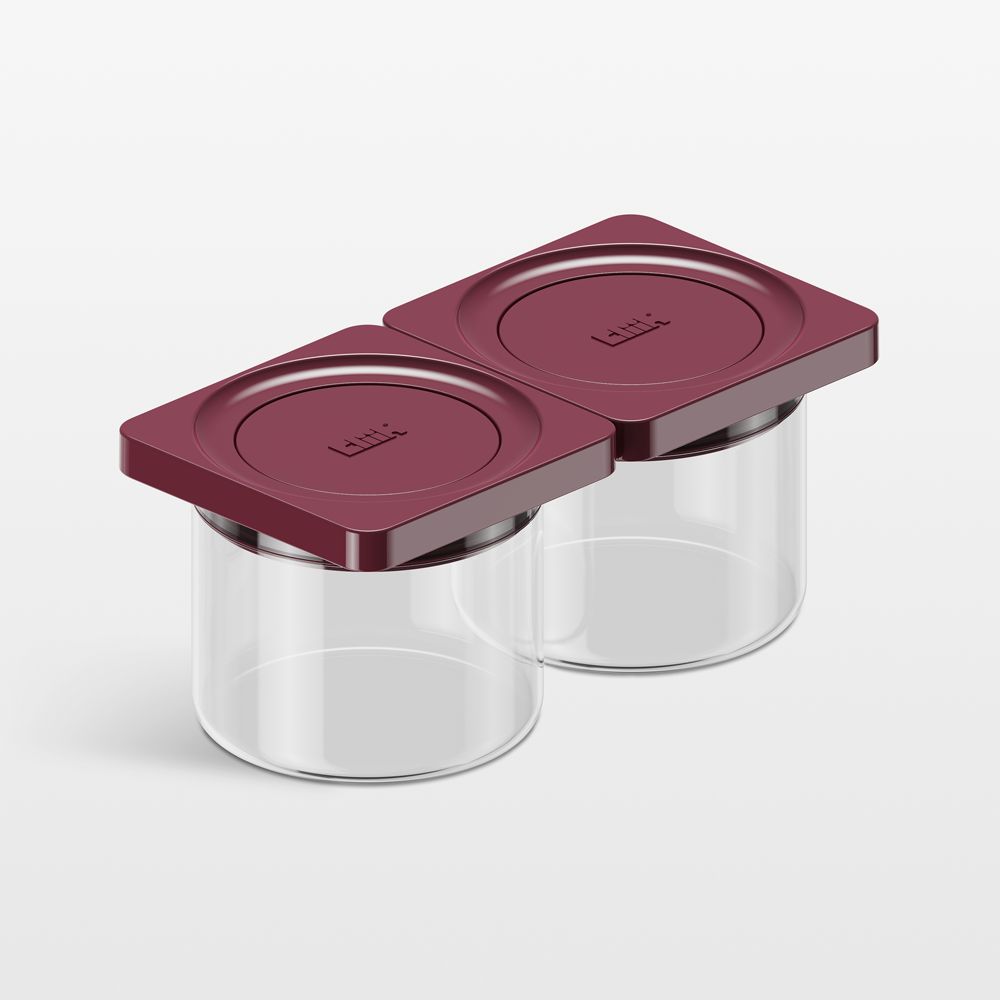 cliik Small Maroon 2-Pack Press Glass Canisters