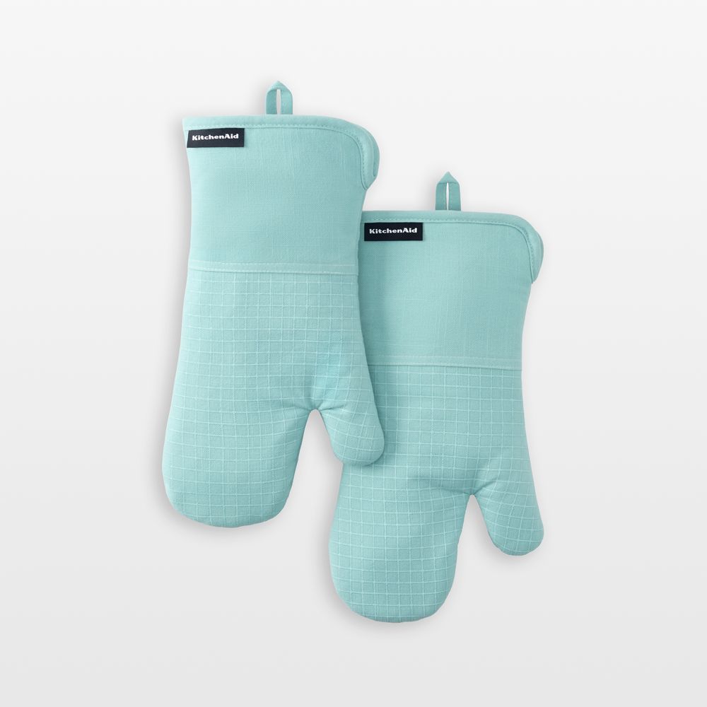 KitchenAid Gourmet Series Mineral Water Gridlines 2-Pack Oven Mitt Set