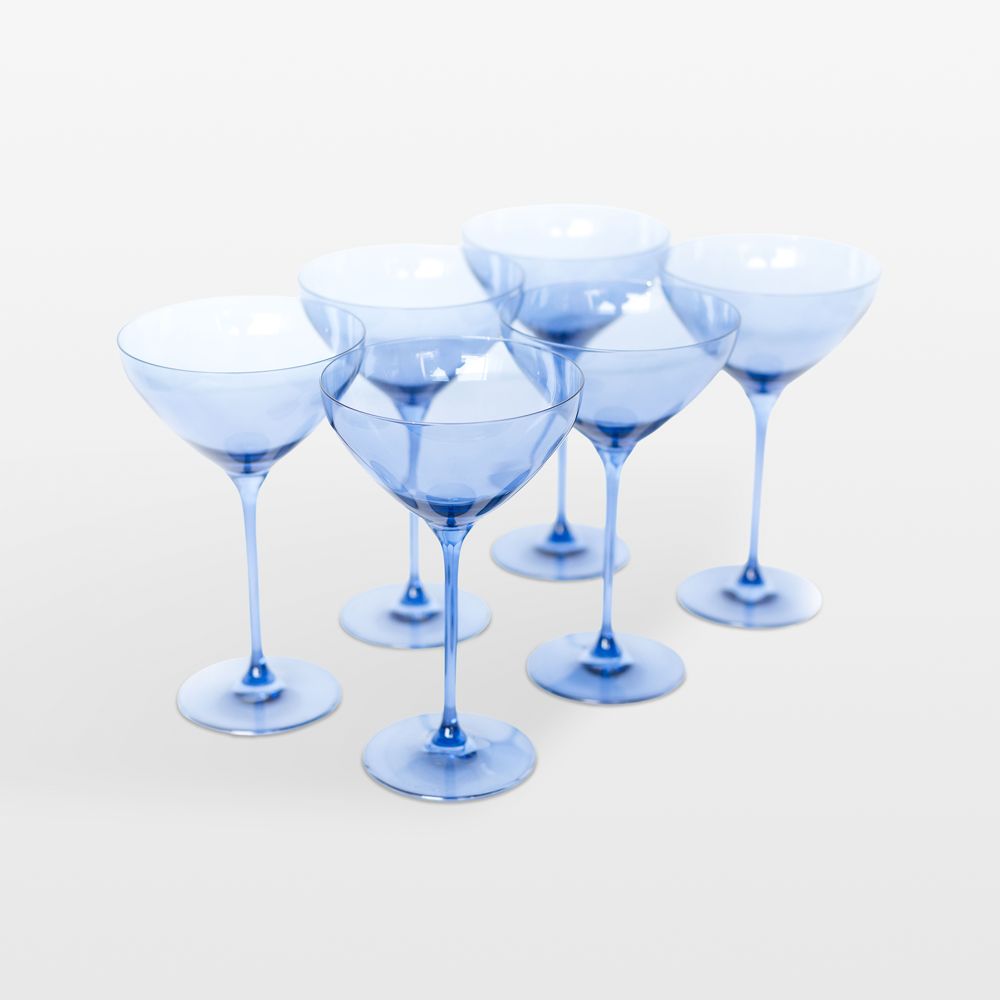 Estelle Cobalt Blue Colored Martini Glasses, Set of 6