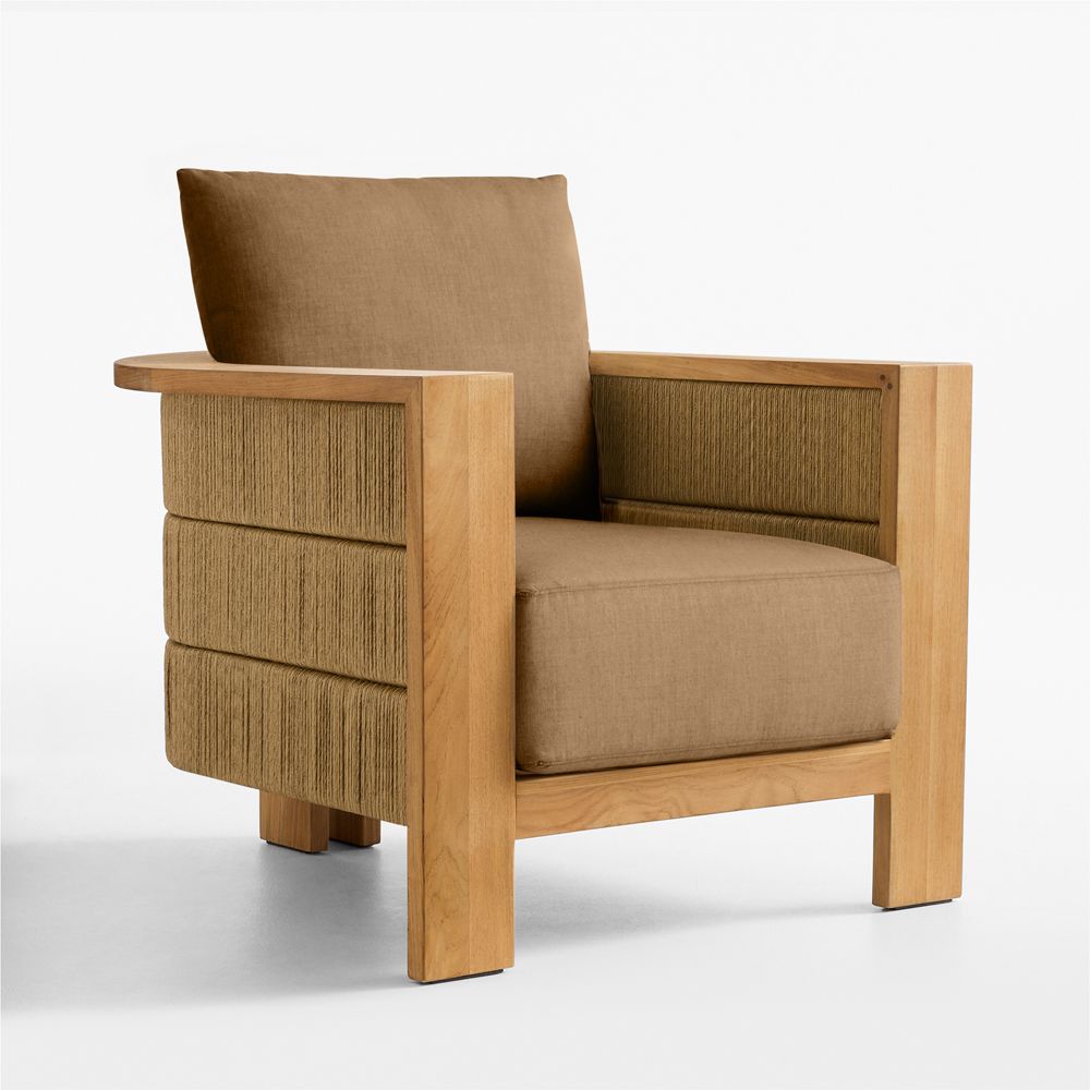 Bali Natural Teak Outdoor Lounge Chair with Sunbrella Cushions