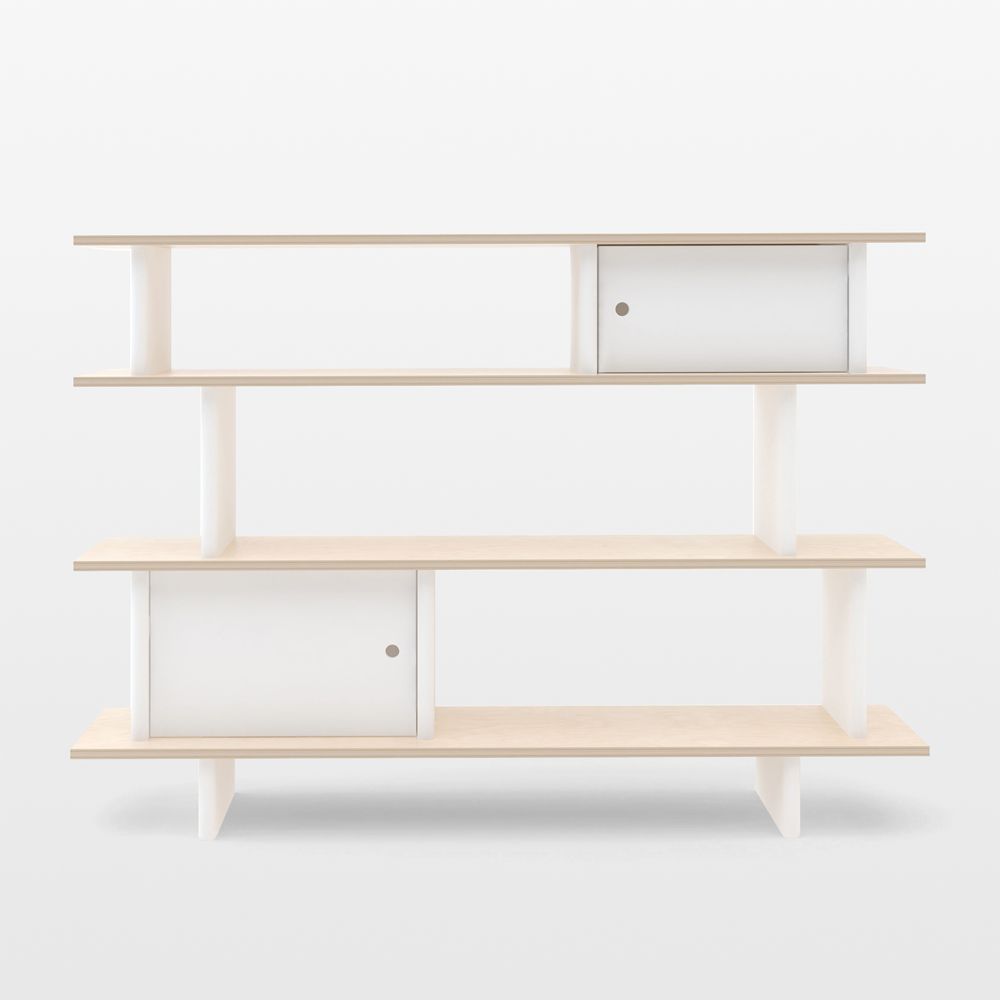 Oeuf White and Birch Wood Mini Library Kids Bookcase