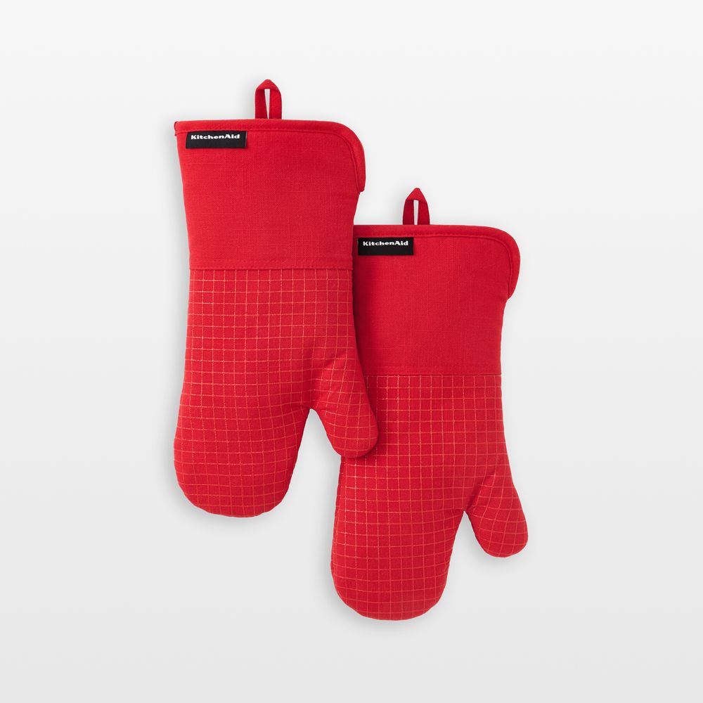 KitchenAid Gourmet Series Passion Red Gridlines 2-Pack Oven Mitt Set