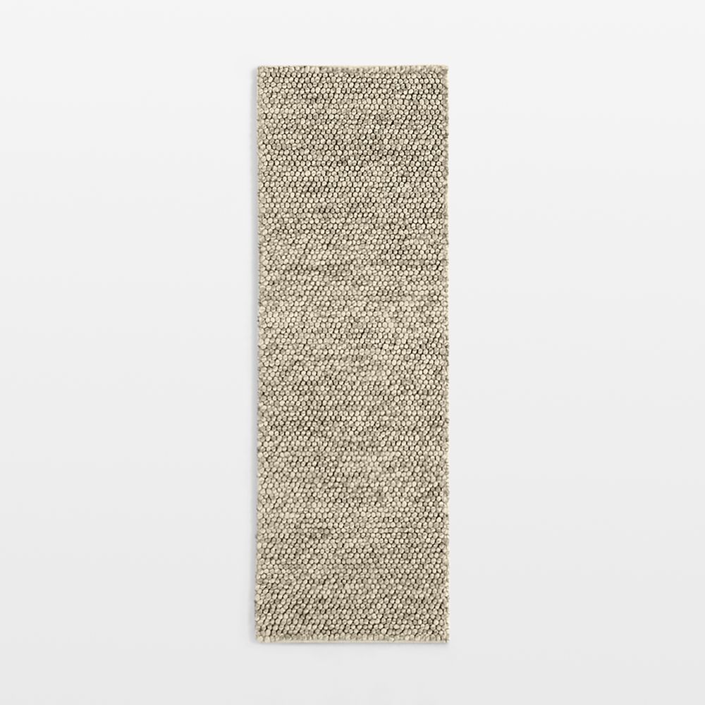 Orly Wool Blend Handwoven Cream and Grey Runner Rug 2'10"x9'