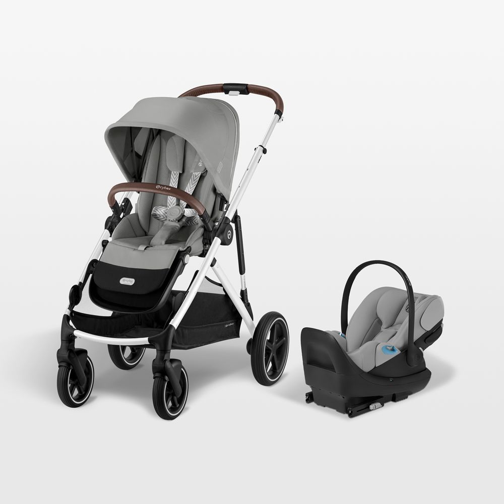 Cybex Gazelle S Stone Grey with Silver Frame Baby Stroller + Cloud G Pro Travel System