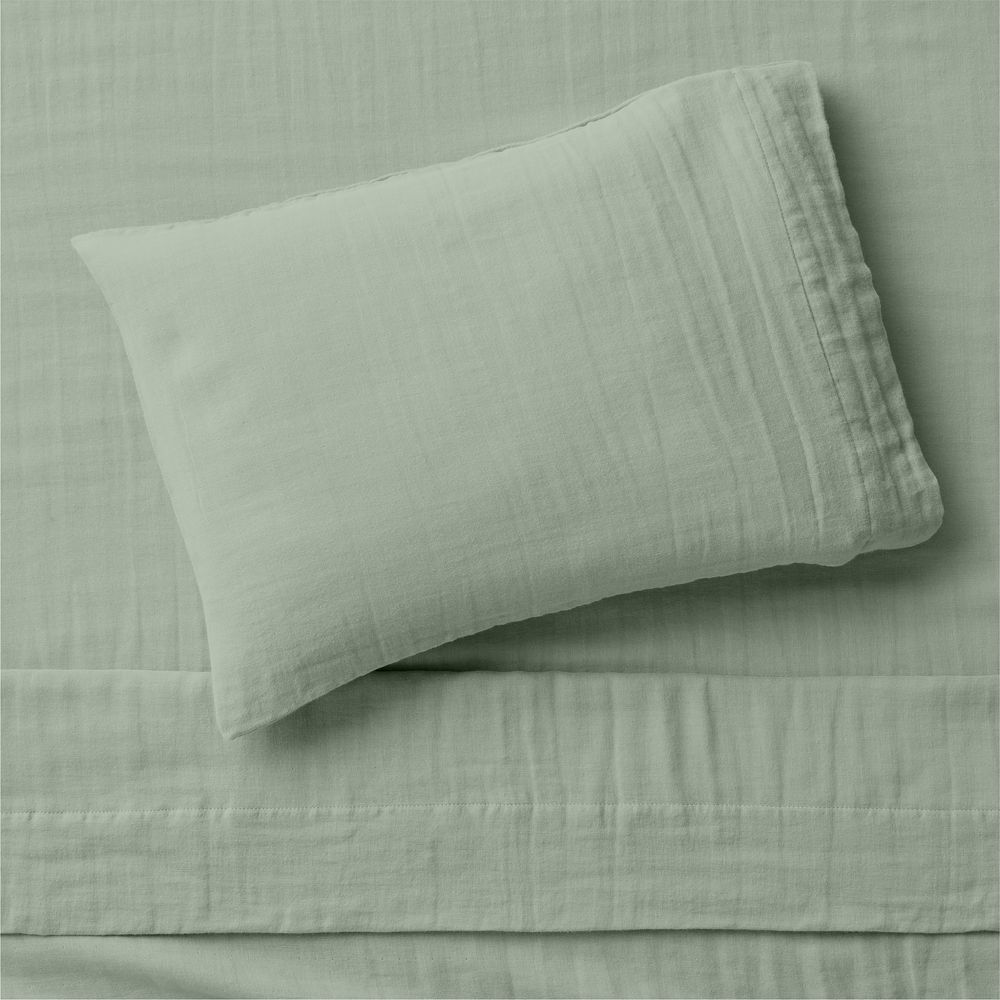 Supersoft Soft Green 100% Organic Cotton Gauze Toddler Sheet Set